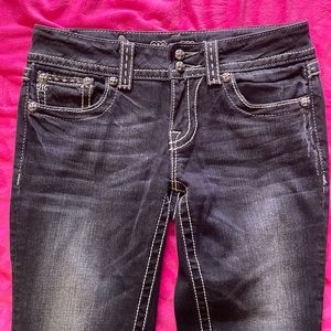 Miss Me jeans, altered size 28x 30 inseam. Dark blue almost black. Like new